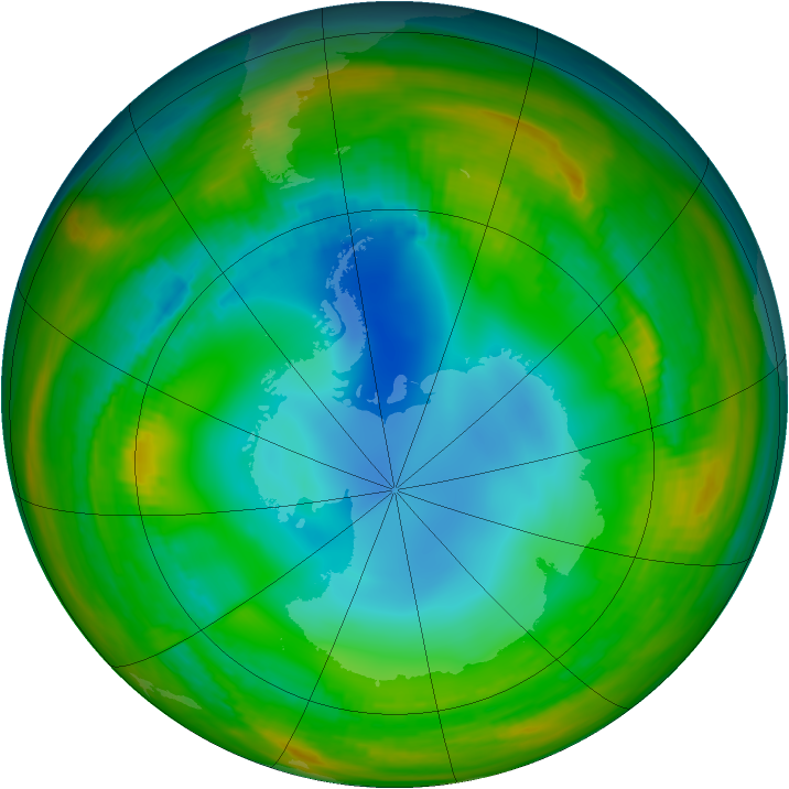 Antarctic ozone map for 19 July 1984